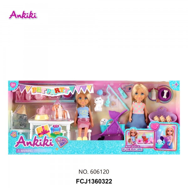 248535 Набір ляльок 606120 2шт, тварини, меблі, аксесуари, возик, кор.,37,5-16-7см