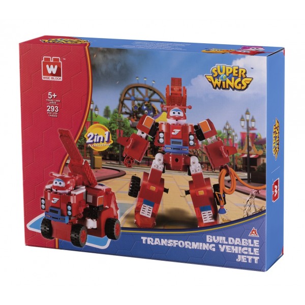 207289 Конструктор-трансформер Super Wings Small Blocks 2-in-1 Buildable Transforming Vehicle Jett, Джетт