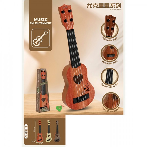 246618 Гітара 601A-2-601B-2 42см, 4 струни, медіатор, 2 види по 3 кольори, кор., 16,5-43,5-5,5см