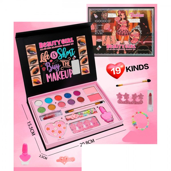 246550 Косметика IG3248 тіні, рум'яна, пензлики, помада, набір для манікюру(лак, розділювач д/пальців) кор.