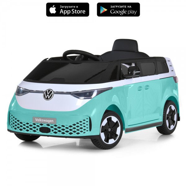 244354 Машина M 6281EBLR-15 радіок.,2,4G,2*35W,1*12V7-9AH, муз.,світло,шкір.сид.,BT,MP3,USB, EVA, бірюзовий