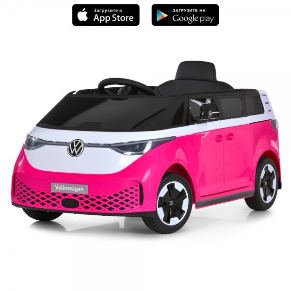 244355 Машина M 6281EBLR-8 радіок.,2,4G,2*35W,1*12V7-9AH, муз, світло, шкір.сид.,BT,MP3,USB, EVA, рожевий