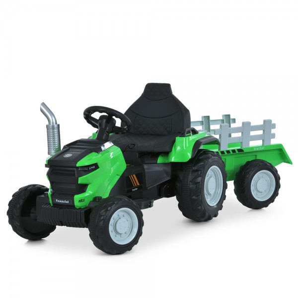 244364 Трактор M 6261EBLR-5 2,4G радіок,1акум12V7AH, 2*35W,MP3,USB,TF,BT,EVA,муз.,світло.,шкіра,зелений