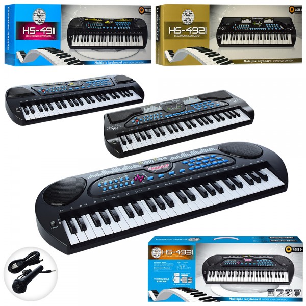46028 Синтезатор HS4911-21-31 49 клавіш, мікрофон, USB зарядне, запис, демо, 3 види, бат., кор., 66-24-10