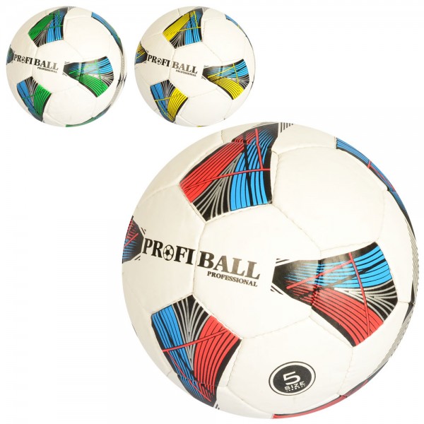99726 М'яч футбольний 2500-151 розмір 5, ПУ1,4мм., ручна робота, 32панелі, 400-420г., 3кольори, кул.