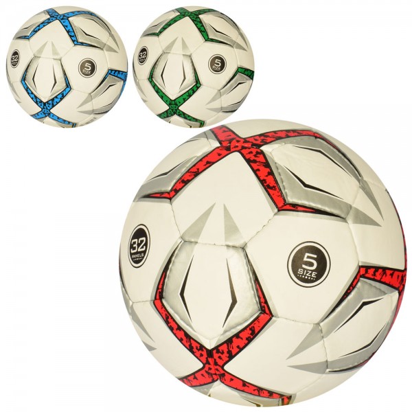 99713 М'яч футбольний 2500-160 розмір 5, ПУ1,4мм., ручна робота, 32панелі, 400-420г., 3кольори, кул.