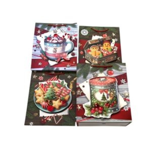 262687 Пакет новорічний паперовий S "Candy Christmas 3D" 18*24*8.5см
