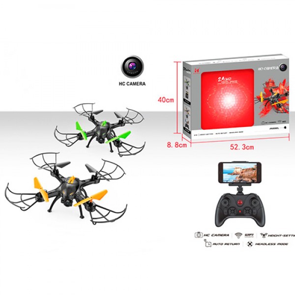 95775 Квадрокоптер LH-X43HWF радіокер.2,4G, акум., камера,зап.лопас.,USB,2кольори,світло,кор.,52,5-40-6см.