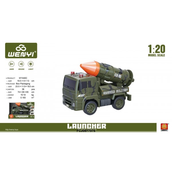 170931 Машина WY440C інерц., 1:20, військова, рух. деталі, гум. колеса,муз.,світло,бат.,кор.,23,5-16-11,5см