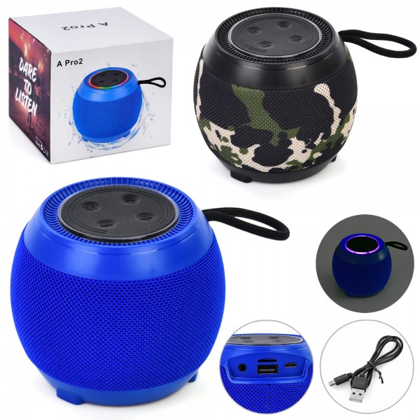 215310 Колонка FG240430005Q акум., 1200mA, 5W, Bluetooth, USB, TF,мікс кольорів,світло,кор.,10,5-9,5-10,5см