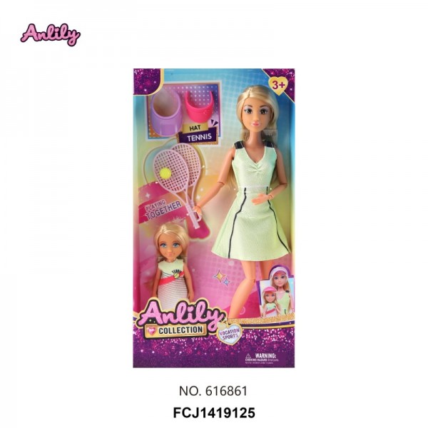 248539 Набір ляльок 616861 шарнірна тенісистки, ракетки, кепки, кор.,17-32-5см.