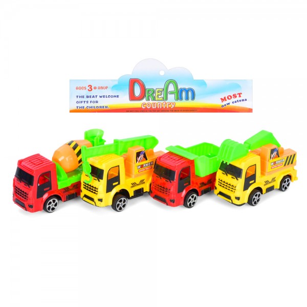 247853 Набір машинок DY11A-2 інерція, 9см, будівельна техніка 4 шт, рухомі деталі, в пакеті, 24-20-4см