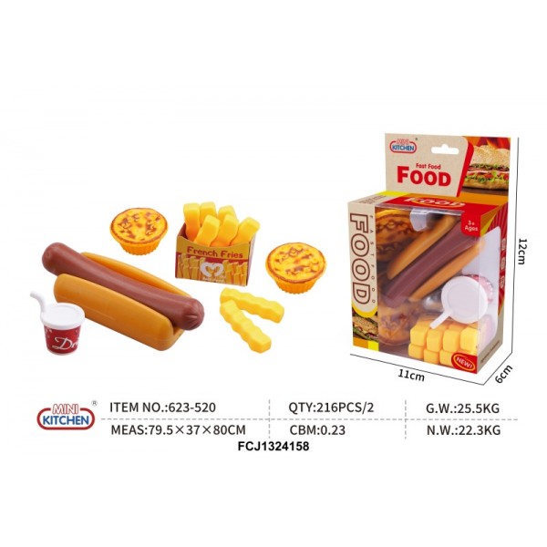 228763 Набір продуктів T1745077 фаст-фуд, хот-дог, картопля фрі, кор., 11-17,5-6 см.