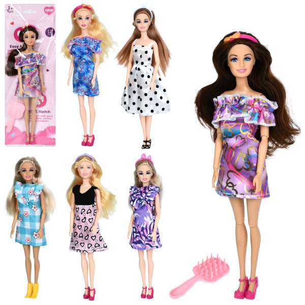 233479 Лялька A813B-4-5-6-7-8-9 шарнірна, 6 видів, лист, кул., 13-36-4 см.