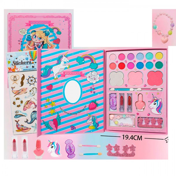 246560 Косметика LK3258 тіні, рум'яна, помада 2шт,пензлики, набір для манікюру (лак,пилка,розд..д/пальц.,)