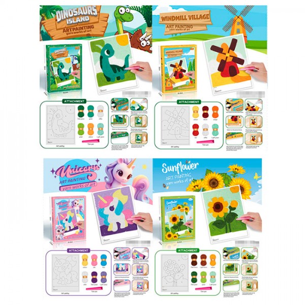 246604 Набір для творчості 621-11-12-16-18 картина нитками, 21-28см, нитки (6кольорів), коробка-рамка,4види