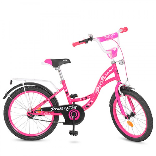51050 Велосипед дитячий PROF1 20д. Y2023 Butterfly, малиновий, дзвінок, підніжка.