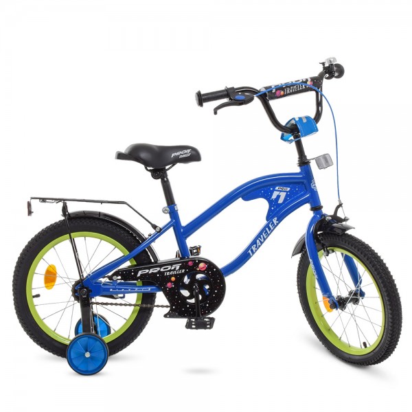 73707 Велосипед дитячий PROF1 18д. Y18182 TRAVELER, синій, дзвінок, дод.колеса.