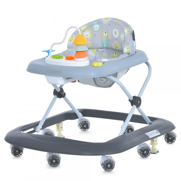 244367 Ходунки ME 1217 PYRAMID Gray музика, колеса 8шт, стопор, на бат-ці, сірий