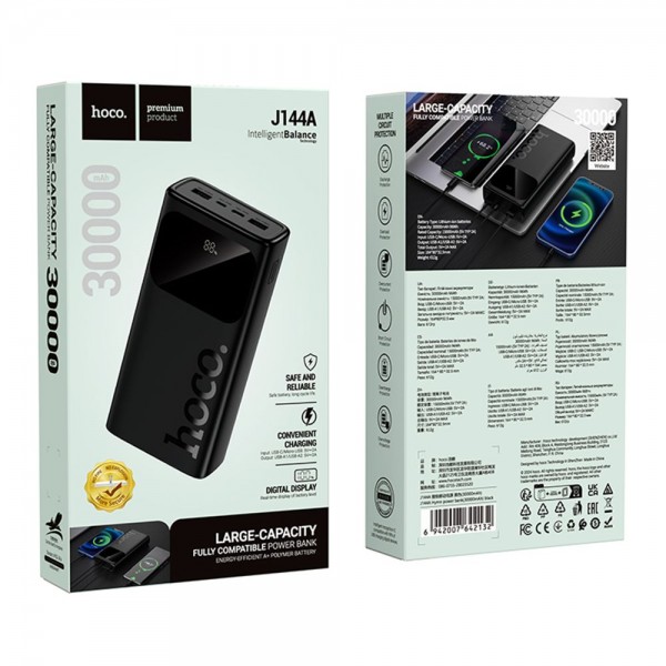226494 Універсальна Мобільна Батарея Power Bank Hoco J144A Hymn 30000 mAh (Чорний)