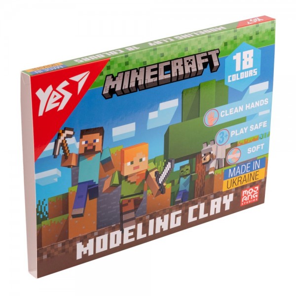 163705 Пластилін YES, 18 кол., 360г "Minecraft"