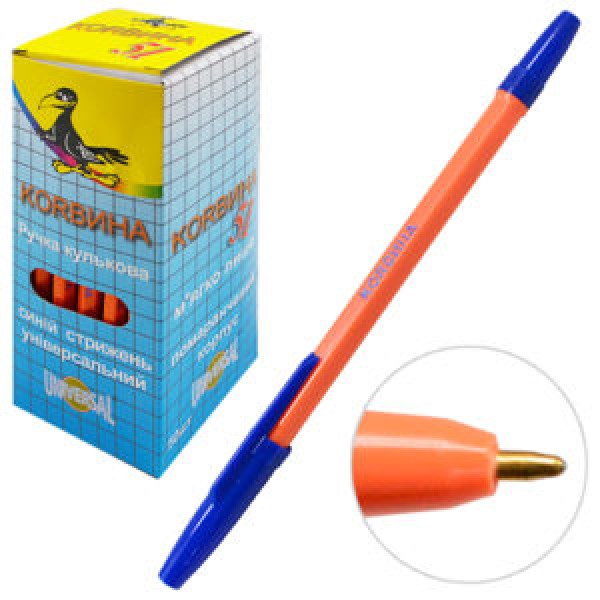 92548 Ручка кулька "Korvina" оранж.корпус синя 50шт/уп, ST00906