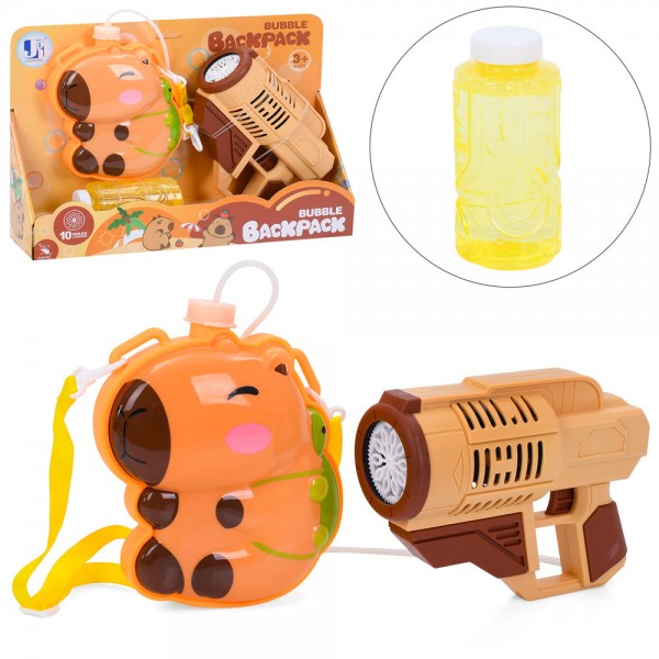 247841 Мильні бульбашки P82468пістолет17см з балоном на плечі(капіб,14-17,5-6,5см)запас на бат-ці,в кор-ці