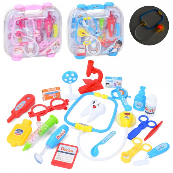 247852 Набір лікаря 8820A-B.стетоскоп,набір стомат.окуляри,медичні інстр,зв,світ.бат.в чем.32-31-9см