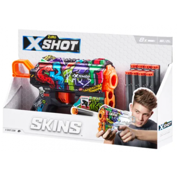 148430 Швидкострільний бластер X-SHOT Skins Flux Graffiti (8 патронів), 36516B