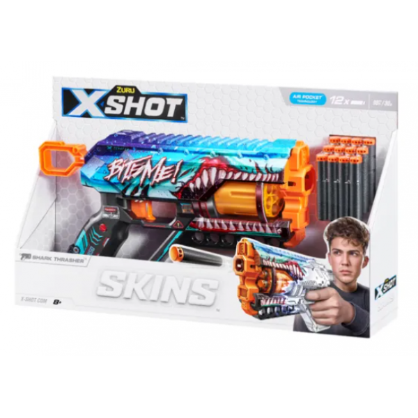 148438 Швидкострільний бластер X-SHOT Skins Griefer Shark Thrasher (12 патронів), 36561В