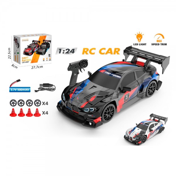 252235 Машина 8607 (12шт) р/к2,4G, акум, 20см, 1:24, світло, дрифт, доп.колеса, корпус не б'ється, 4х4, USBзарядне, 2 кольори, в коробці, 28-22,5-8см