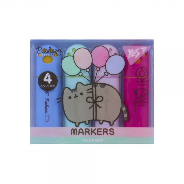 257071 Маркер текстовий Yes "Pusheen" в наборі, 4 шт.
