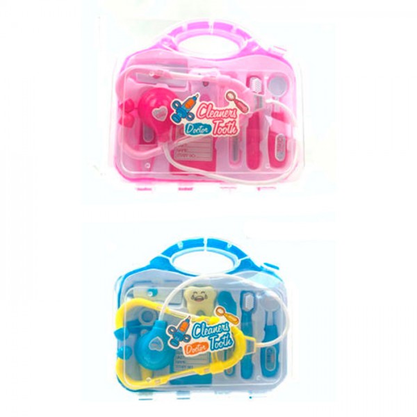 246597 Набір лікаря 7784A-B стетоскоп, набір стоматолога, мед.інструменти, 2 кол., чемодан, 21-19,5-5см