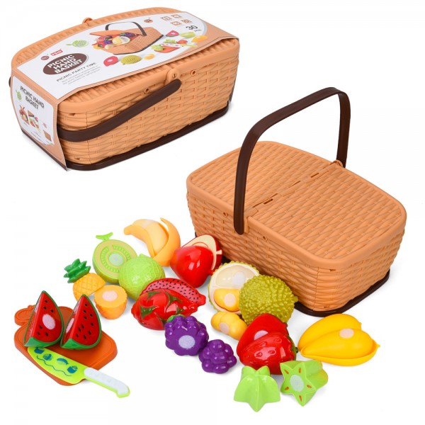 246590 Продукти CF-78 на липучці, пікнік, фрукти, ніж, дошка, корзина, 30дет, кор. 26-18-10,5см