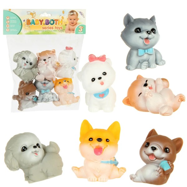 241365 Іграшка для купання YF002-7 собака, набір 6 шт., кул., 21-23-4 см.