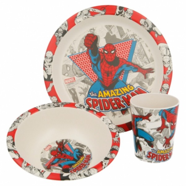 184964 Набір посуду з бамбуку Людина Павук STOR BAMBOO 3 PCS SET WITH RIM SPIDERMAN COMIC 