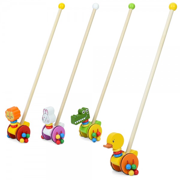 247770 Дерев'яна іграшка Каталка MD 1372 (30шт) на палці, 52см, фігурка 12,5см, 4 види, у пакеті, 52-12,5-8,5см