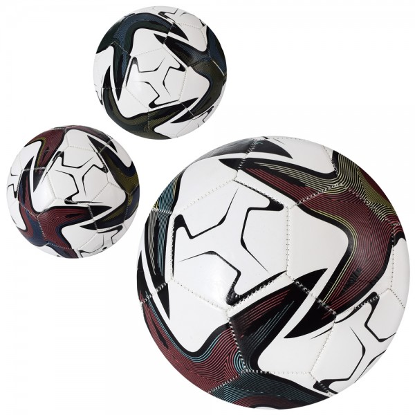 141037 М'яч футбольний EV-3344 розмір 5, ПВХ 1,8мм, 300г, 3 кольори, кул.