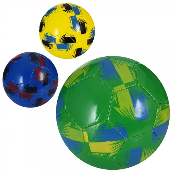 140096 М'яч футбольний EV-3345 розмір 5, ПВХ 1,8мм, 280г, 3 кольори, кул.