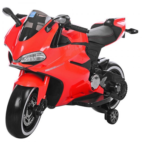 22415 Мотоцикл M 3467EL-3 2 мотори 35W, акум. 12V7A, колеса EVA, шкіряне сидіння, світло, червоний.