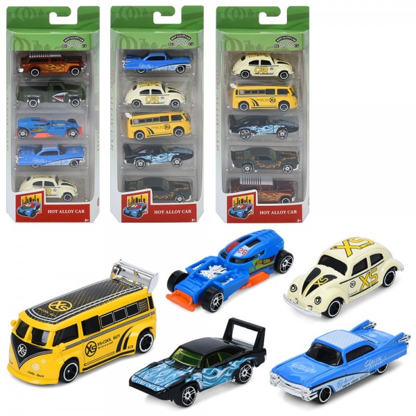 241494 Набір машинок 8805FG 1:64, мет., набір 5 шт., мікс видів, кор., 25,5-4-10,5 см.