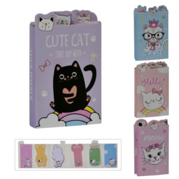 257706 Папір для нотаток з липким шаром "Meow" 6кол 17л 45*80мм WW00617ST