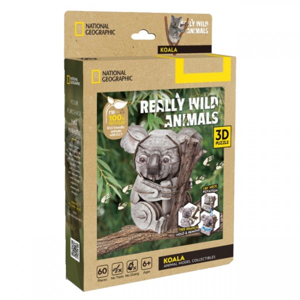 237644 Cubic Fun Тривимірна головоломка-конструктор серії Дикі тварини "Коала", арт. DS1176h