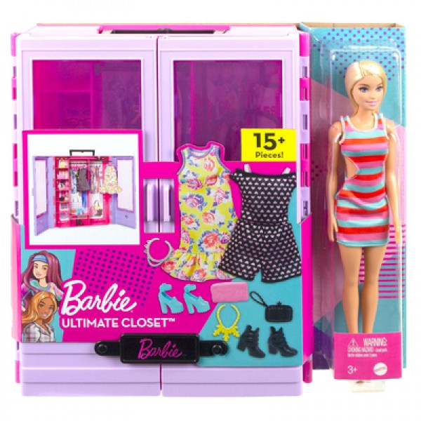 160538 Бузкова шафа для одягу з лялькою Barbie