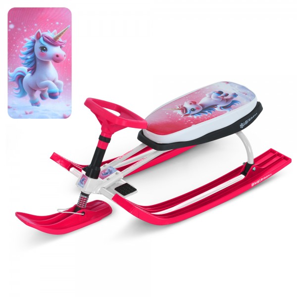 244029 Снігокат MS 1778-10 низька рама,106-47-41см,м'яке сидіння(екошк.,45-21см,2 полож.),єдиноріг,біло-рож