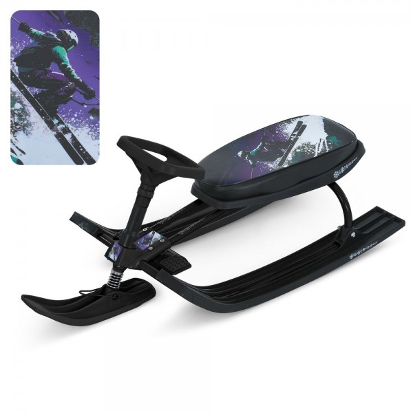 244030 Снігокат MS 1778-4 низька рама,106-47-41см,м'яке сидіння(екошк.,45-21см,2 полож.),лижник,чорн.,в кор