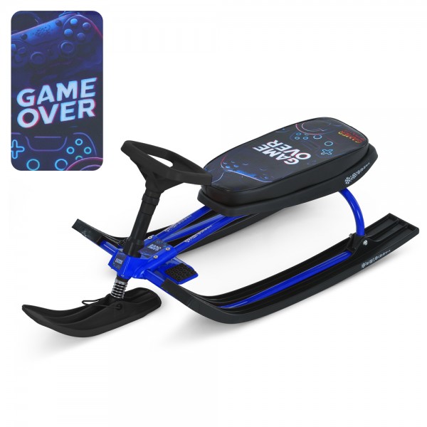 244031 Снігокат MS 1778-6 низька рама,106-47-41см, м'яке сидіння (екошкіра, 45-21см, 2 полож.)синій, в кор.