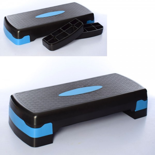 228730 Степ-платформа MS 0536-2 2 сходинки,розмір 68-28-10 см. ,чорний з синім, кор.