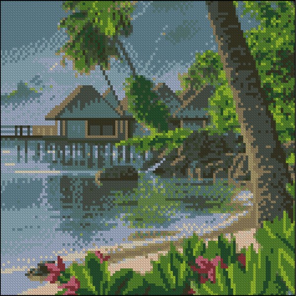 247670 Алмазна картина Strateg Тропічний берег 30х30 (FZ3030-31)