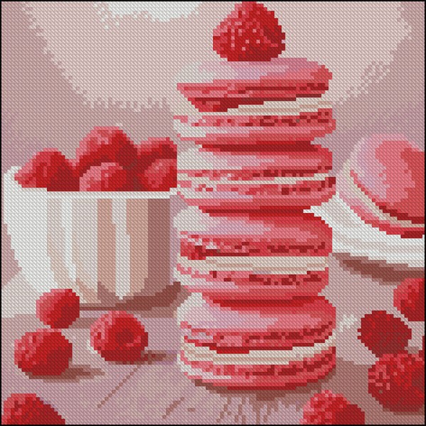 247671 Алмазна картина Strateg Малинові макарони 30х30 (FZ3030-33)